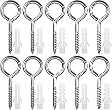HATANSE 10 Pièces Œillets de Vis en Acier Inoxydable M6 x 80 mm Piton à Visser Lourde Vis à Œillet Crochet à Visser pour Hamacs, Auvents, Fauteuils Suspendus, Câble fixe, Argenté