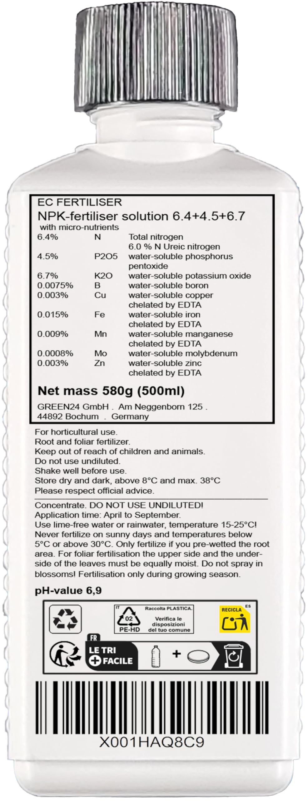 GREEN 24 Engrais hydroponique Engrais liquide hydroponique HIGHTECH 500ml