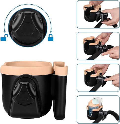 Miniatura 5 de Accmor - Portavasos para cochecito con soporte para teléfono, Portavasos para bicicleta, Portavasos universal para cochecitos Uppababy Nuna Doona