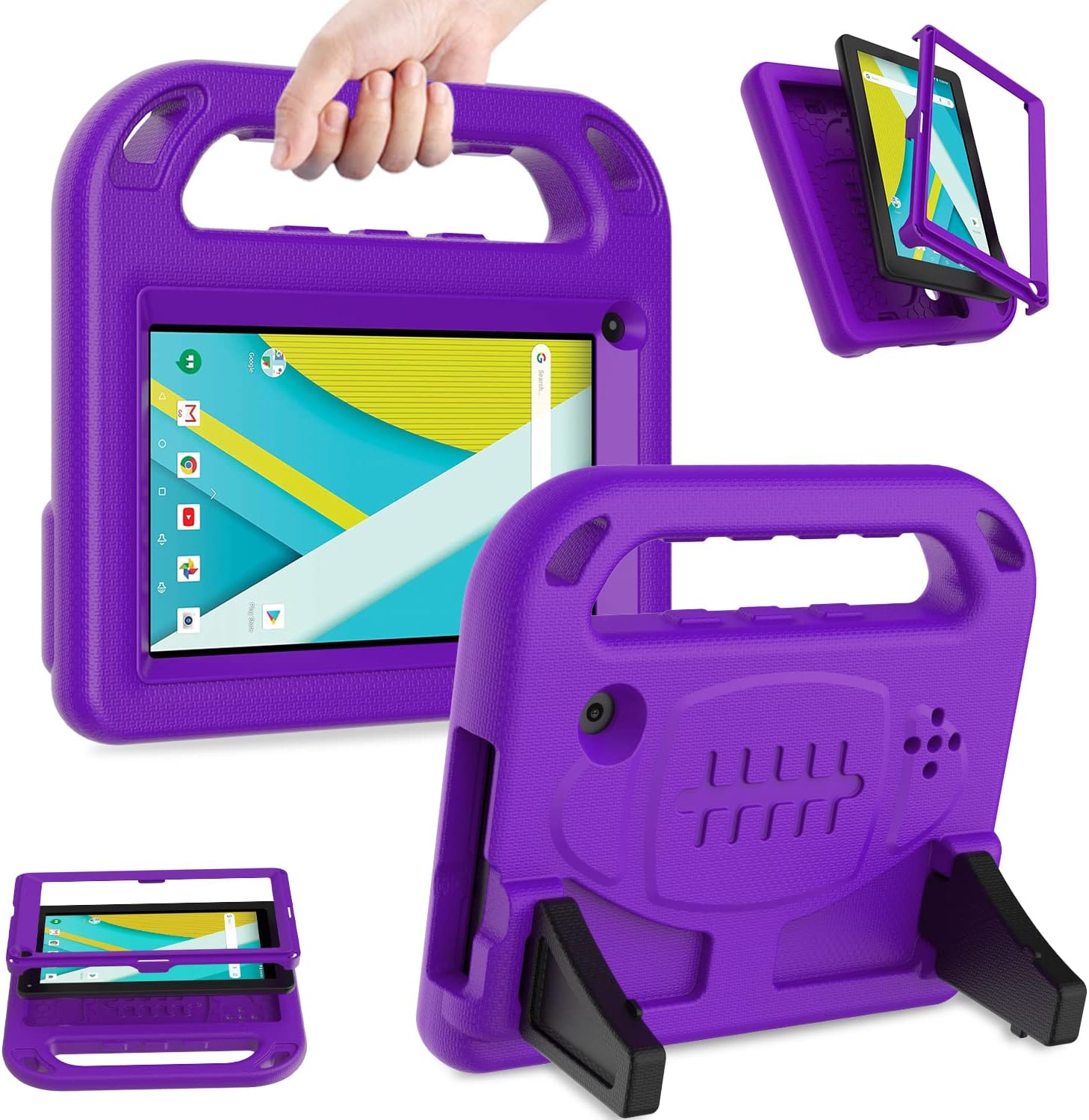 AVAWO Kids Case for RCA Voyager 7 Tablet, RCA Voyager 7 inch tablet case - With Built-in Screen Protector - Shockproof Light Weight Stand Case for 7inch RCA Voyager I/II/III/Pro Android Tablet, Purple