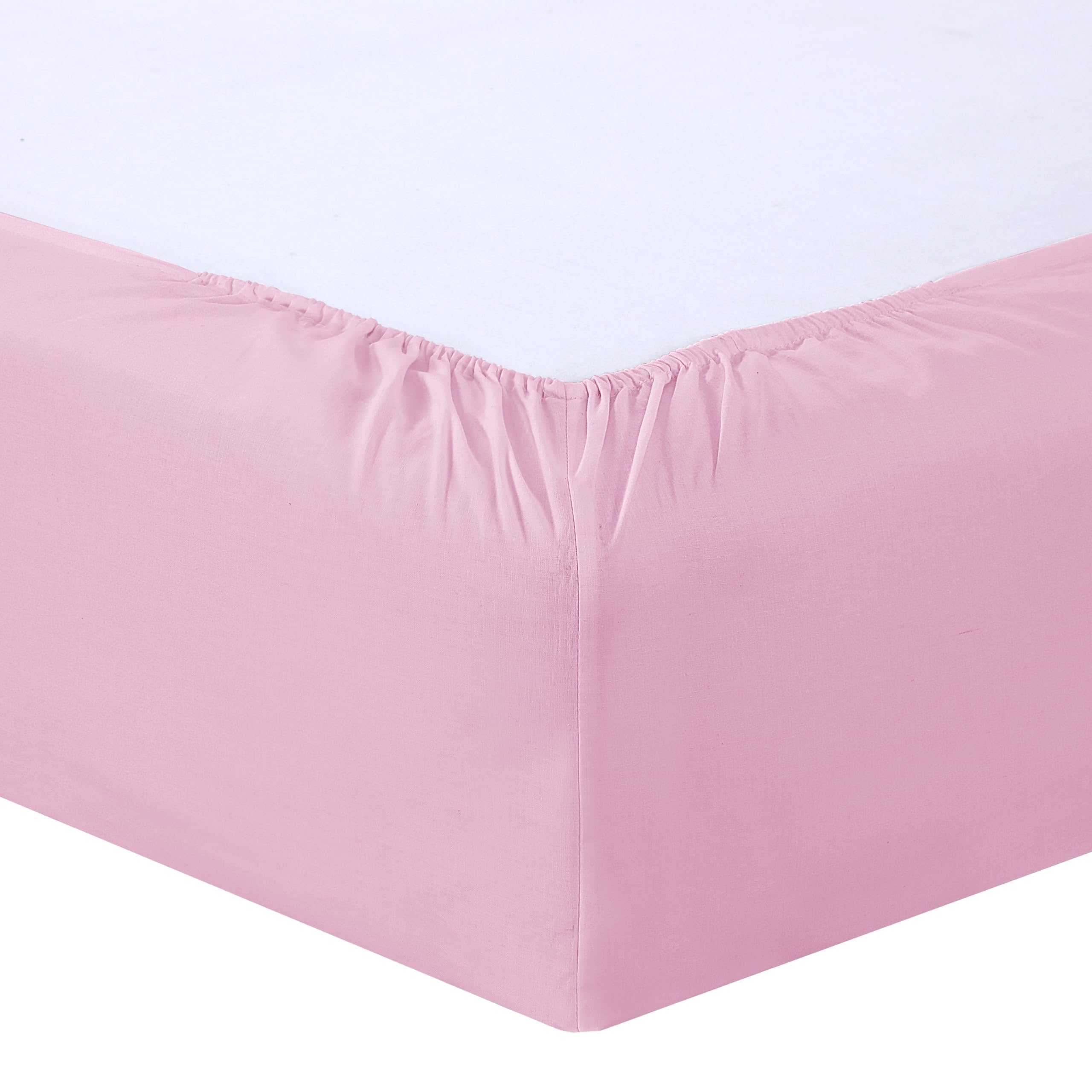 VISION Lenzuolo con angoli matrimoniale, 2 persone Kingsize, 200 x 200cm con altezza da 30cm, Rosa, 100% Cotone