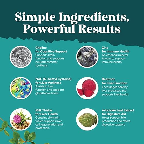 Miniatura 6 de Suplemento de apoyo hepático con NAC - Suplemento hepático de hierbas con N acetil cisteína silimarina extracto de cardo de leche raíz de diente de