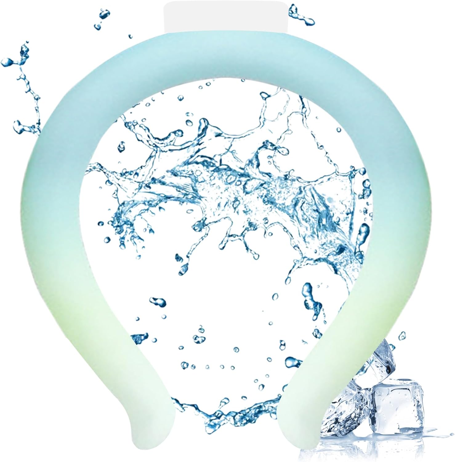 Neck Cooling Tube, ZMyHeart Neck Ice Pack, 82?/28? Ice Neck Cooler Ring,Wearable Cooling Neck Wraps,Reusable Neck Cooler for Summer Hot Weather, Hands-Free Cooling Neck Pack (Cyan)