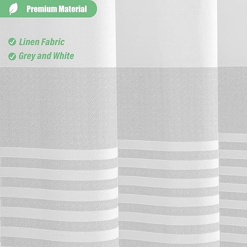 Vista 77 de Dynamene Cortina de ducha de tela marrón, cortinas de ducha con borlas a rayas bohemias para baño, juego de cortina de ducha de tela texturizada