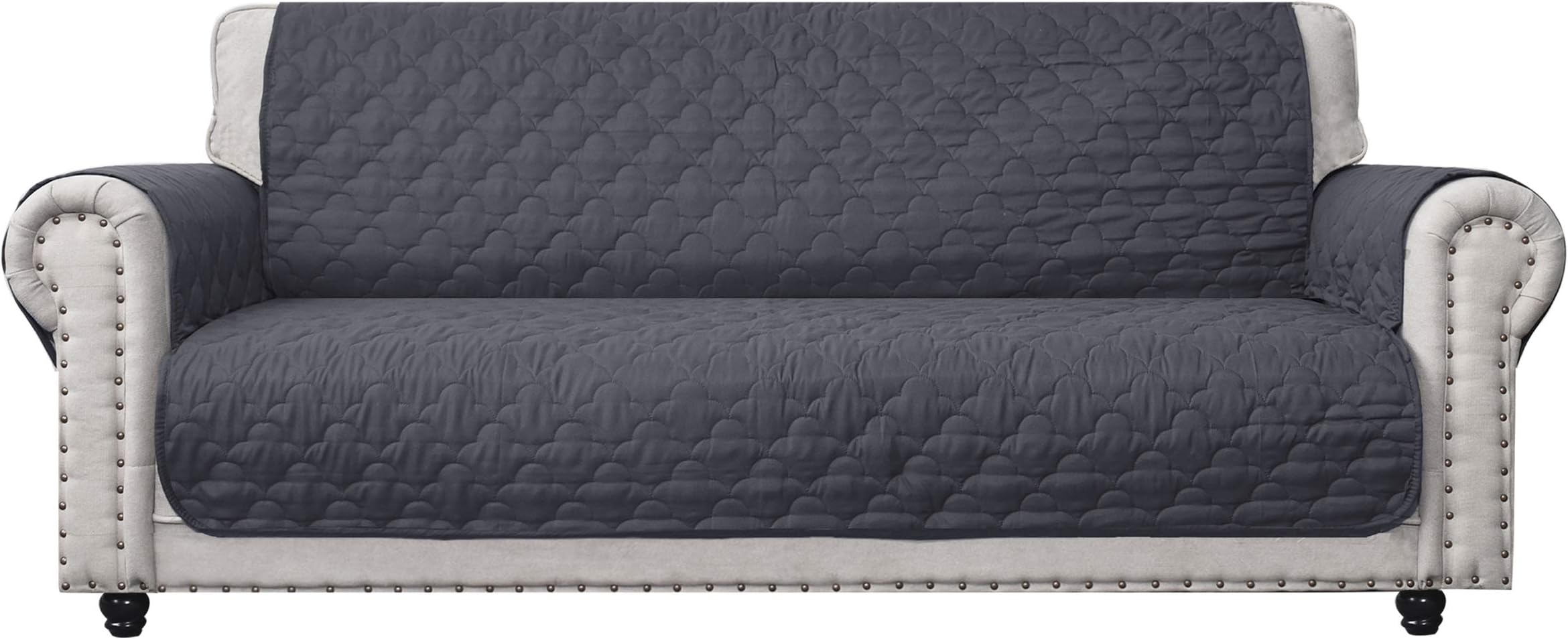CHHKON Dark Grey Sofa Cover for Dog with Side Pockets 100% Waterproof Quilted Furniture Protector Sofa Slipcovers for Furniture Sofa, Pets for Leather Couch (Dark Grey, 68'')