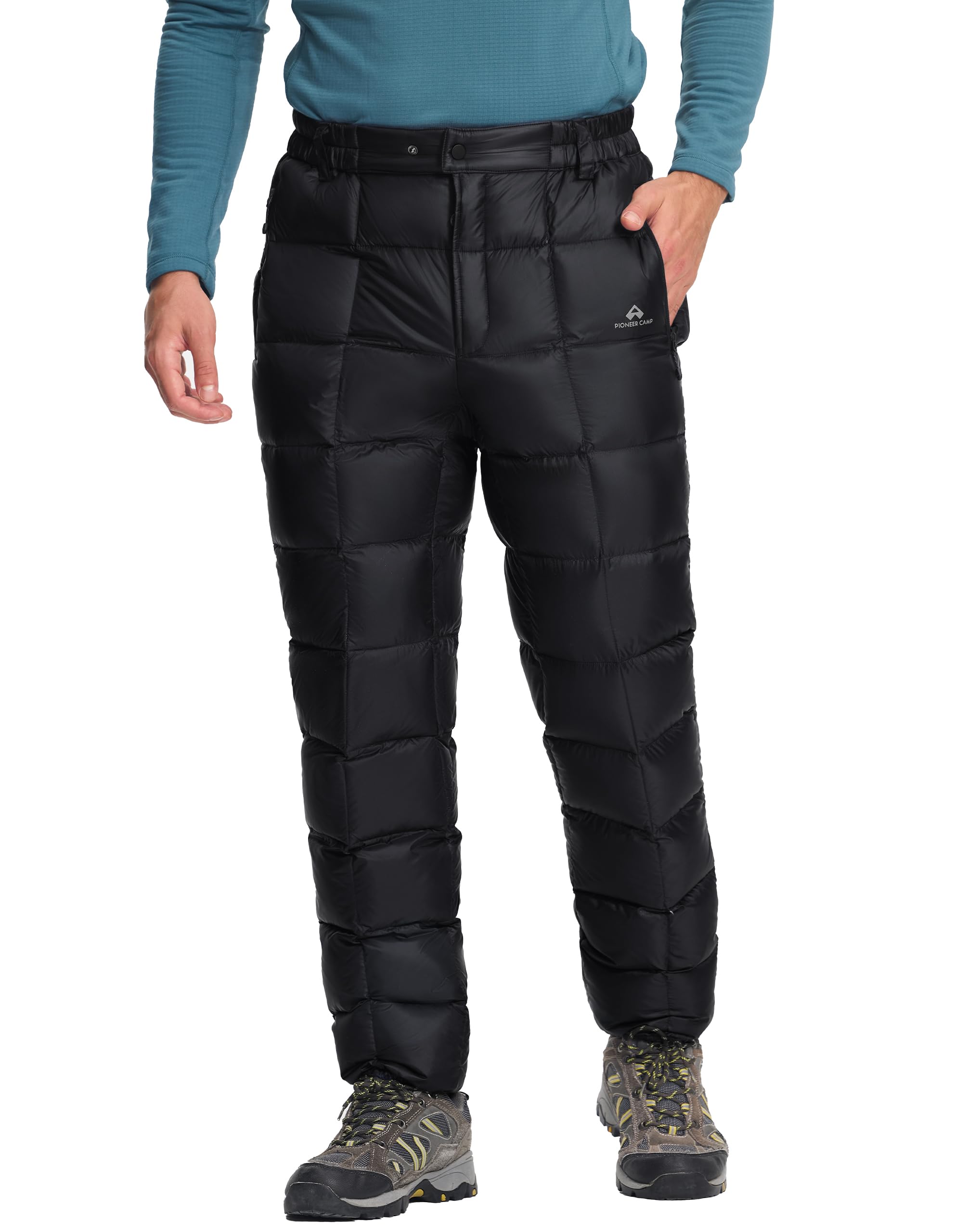 Pioneer Camp 650-Fill Down Puffy Pants Uomo Leggero Packable Isolato TEFLON Antivento Termico Viaggio Arrampicata Campeggio
