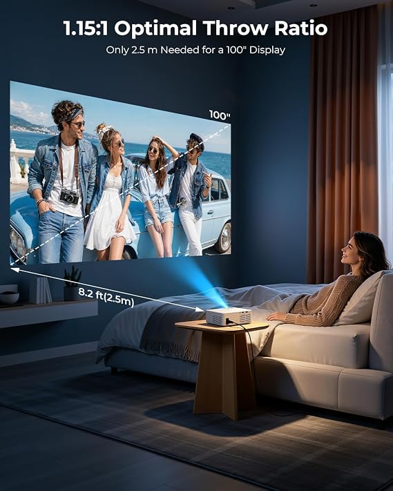 Mini Projector for iPhone, ELEPHAS Portable Projector for Bedroom