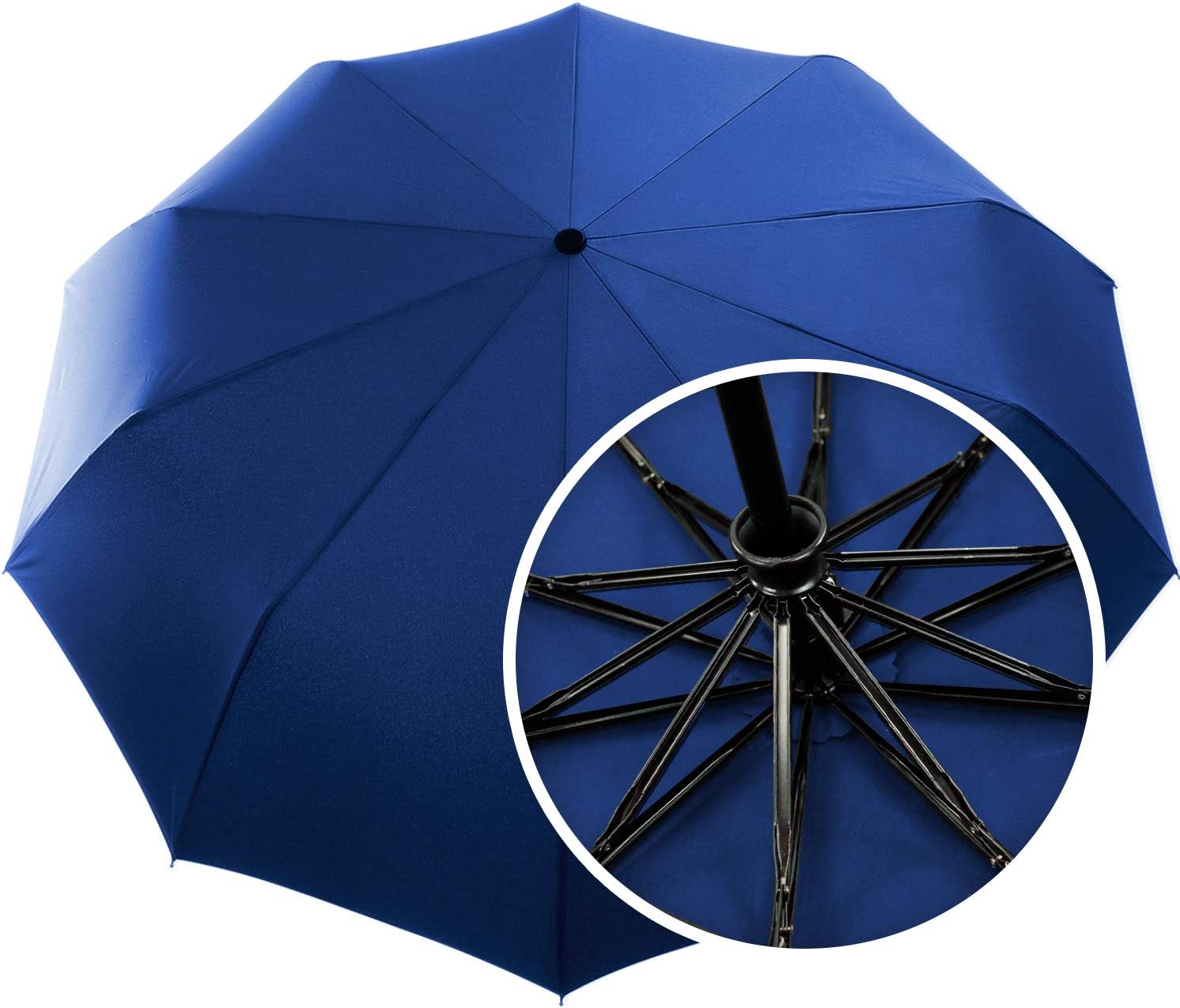 Tadge Goods Windproof Travel Umbrella with Automatic Open/Close (Black) Repel Rain Resistant Canopy with Teflon Coating | Wind Proof Durability | Includes Carry Bag
