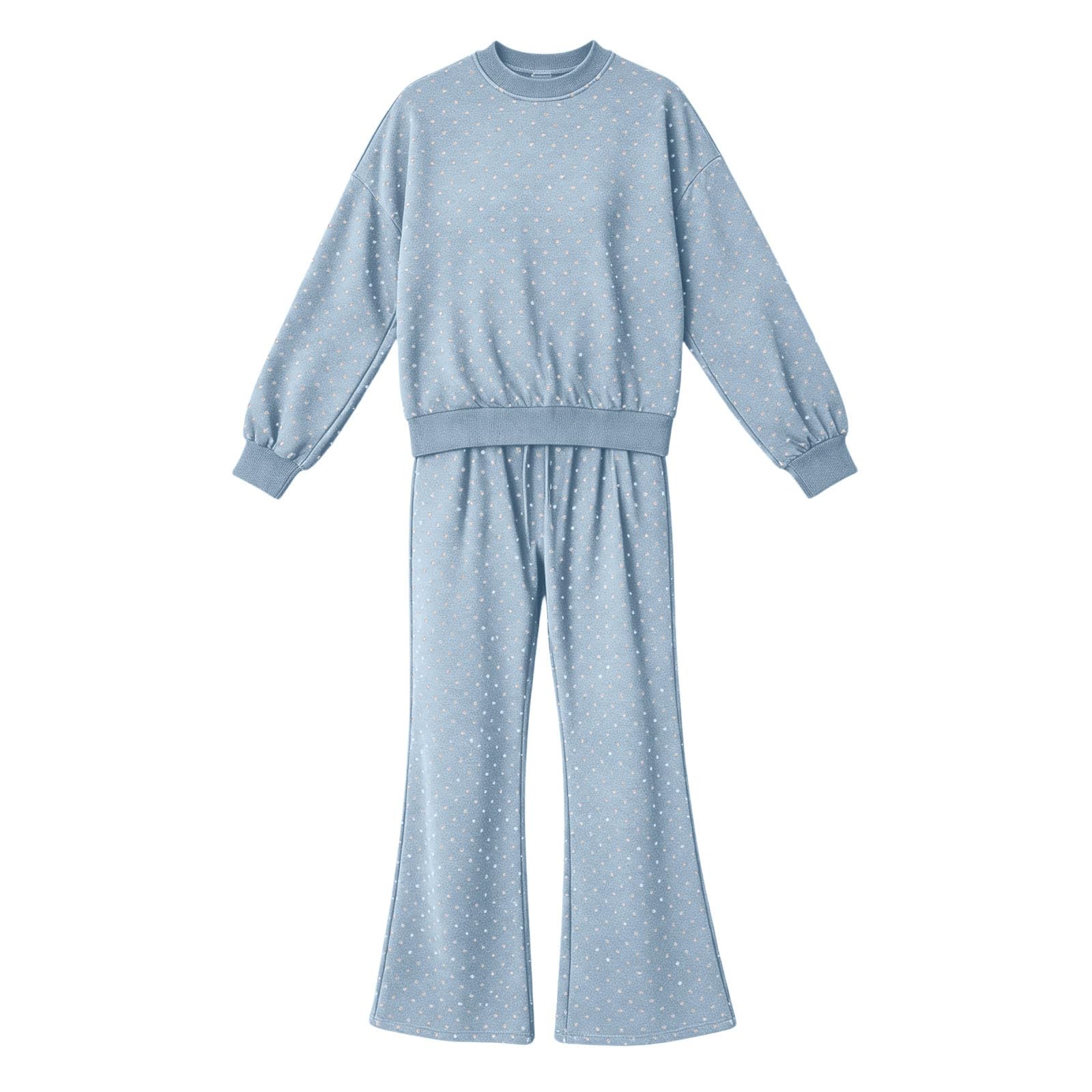 Set da 2 pezzi da donna a pois, tuta da jogging casual