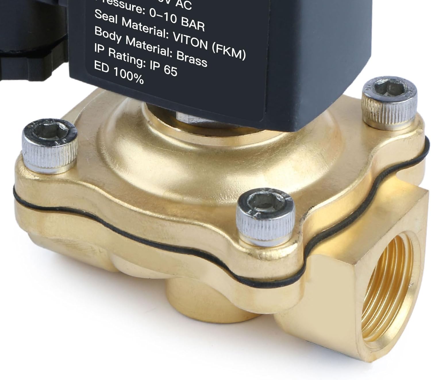 U.S. Solid 1/2" Brass Solenoid Valve -110V 120V AC, Normally Closed, 10 Bar Electric Valve for Water, Air, Diesel
