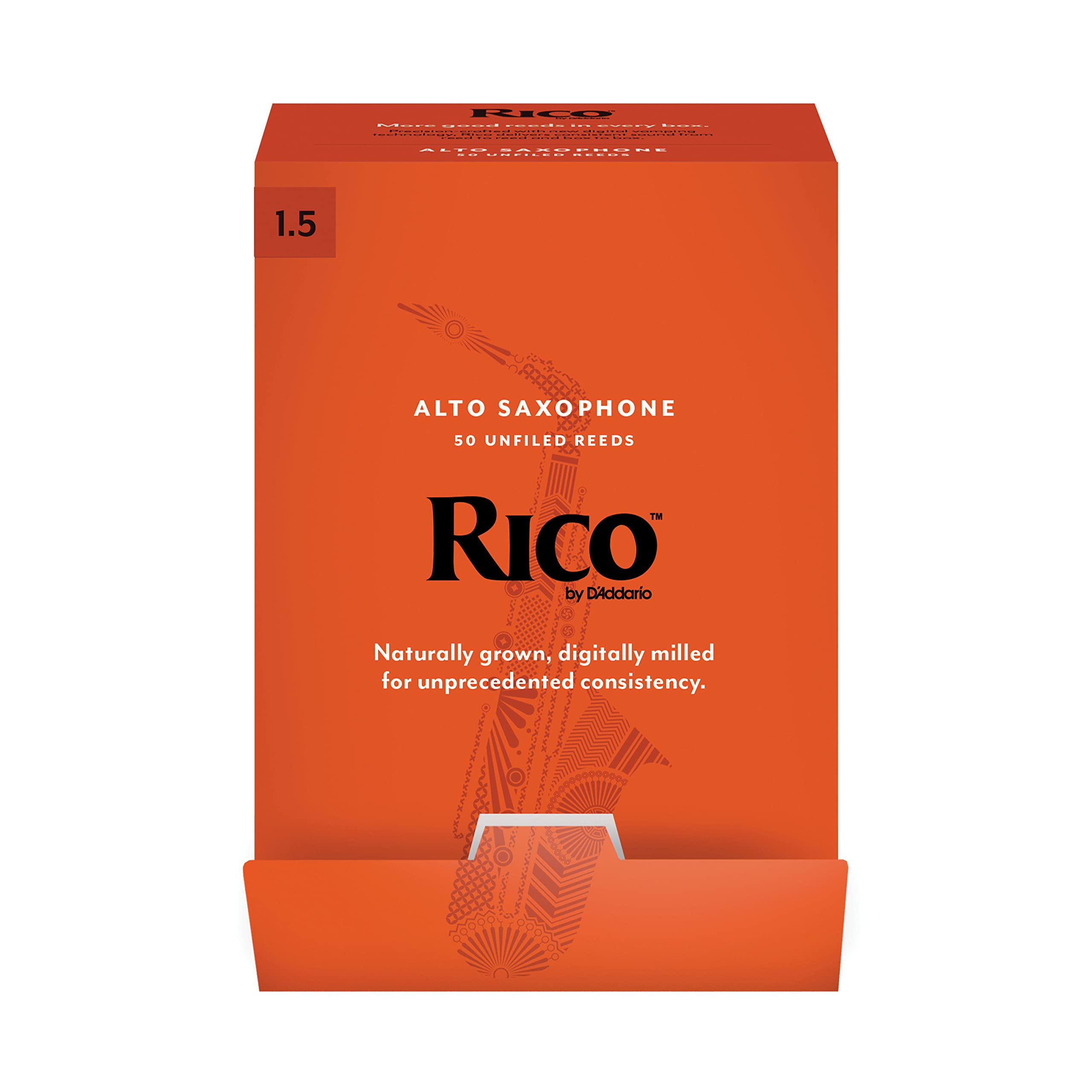 Anches de saxophone alto D'Addario Rico, force 1.5, paquet de 50 scellées