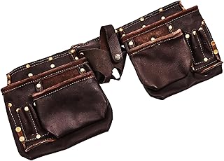 12x Pockets PREMIUM Heavy Duty Professional GENUINE Leather Tool Belt Pouch Builders Construction Split Apron Work Bag Nail Holder DIY UK FREE P&P