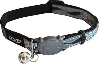 Rogz Catz Nightcat Small 1/8" Breakaway Reflective Cat Collar, Black Paw Design