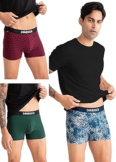 DAMENSCH Deo-Cotton Printed Underwear for Men Combo Breathable Inner for Men Cotton Trunks for Men Pack No-Marks Waistband Mens Underwear Moisture Wicking Underwear Pack of 3