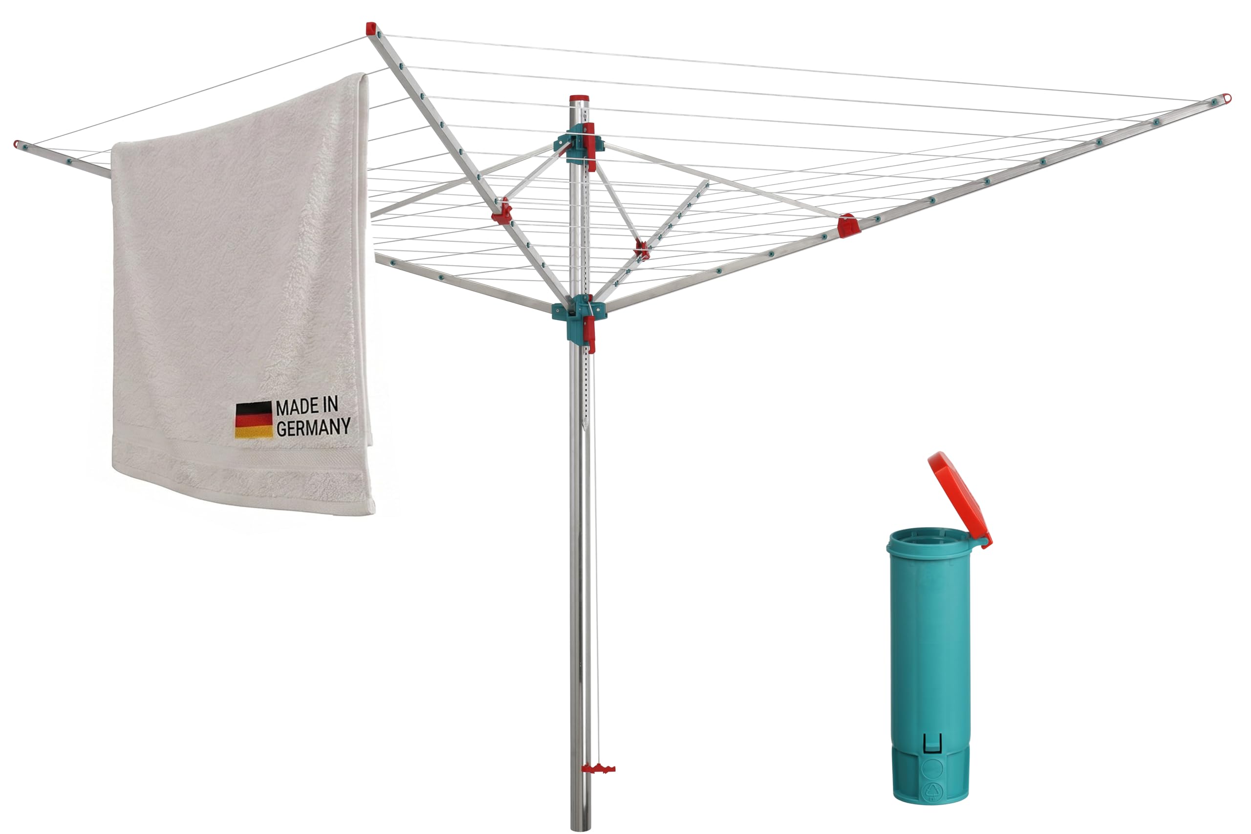 Wäschespinne Medium Plus 60 mit Bodenhülse, Leinenlänge 60 m Made in Germany!