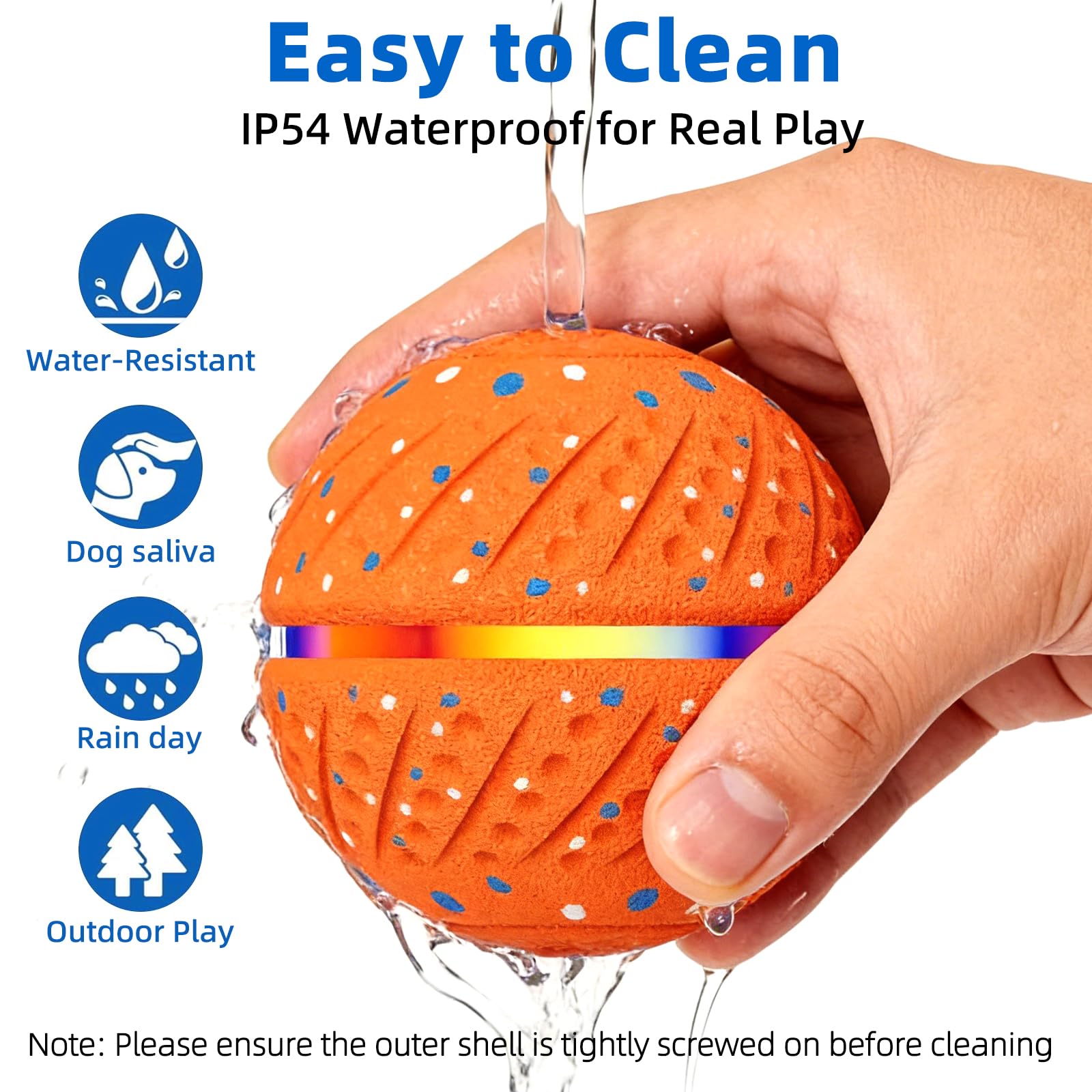 Pelota Interactiva Inteligente con Luces LED para Perros – 3 Modos de Juego Automáticos, Impermeable y de Carga Rápida – Goma Natural Material Suave y Seguro para Perros Pequeños/Medianos