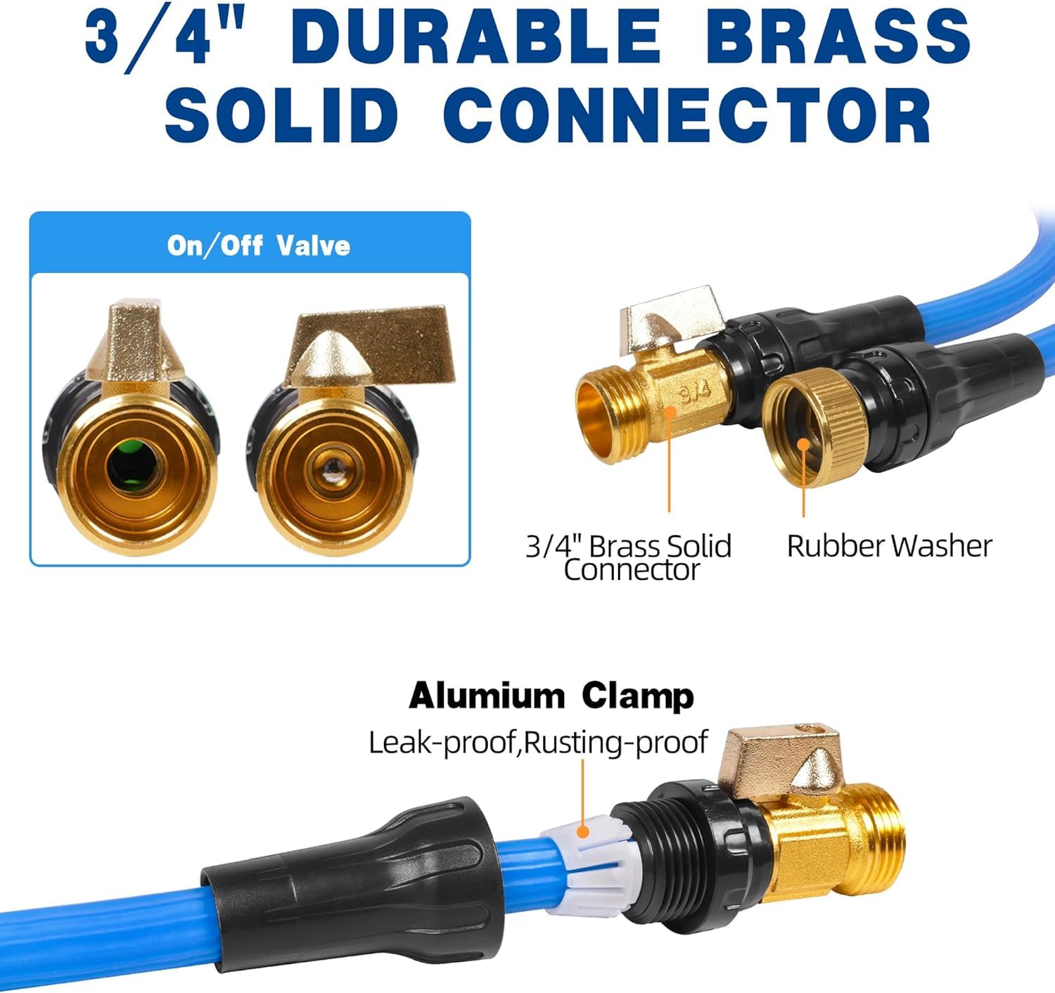 Expandable Garden Hose 50 ft with 10 Function Nozzle Sprayer, Lightweight & No-Kink Flexible Water Hose with Durable Collapsible Latex Core & Solid Brass Fittings, 50ft Retractable Stretch Hose