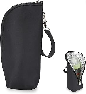 Baby Flaschenwärmer Tasche,Milchflasche Isoliertasche,Baby Flaschen Isolierbeutel,Tragbare Isoliertasche für Babyflaschen,Universal Babyflaschenwärmer Tasche mit Lanyard (Schwarz)