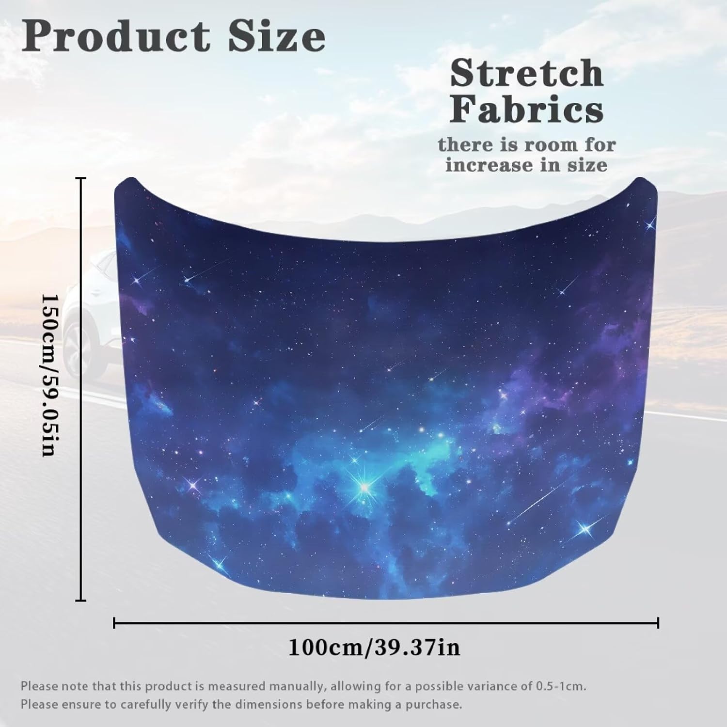 GePrint Car Hood Wrap Blue Galaxy Washable Elastic Car Hood Cover Protector Auto Bonnet Banner Vehicles Decorate Flags for Sedan Truck Van