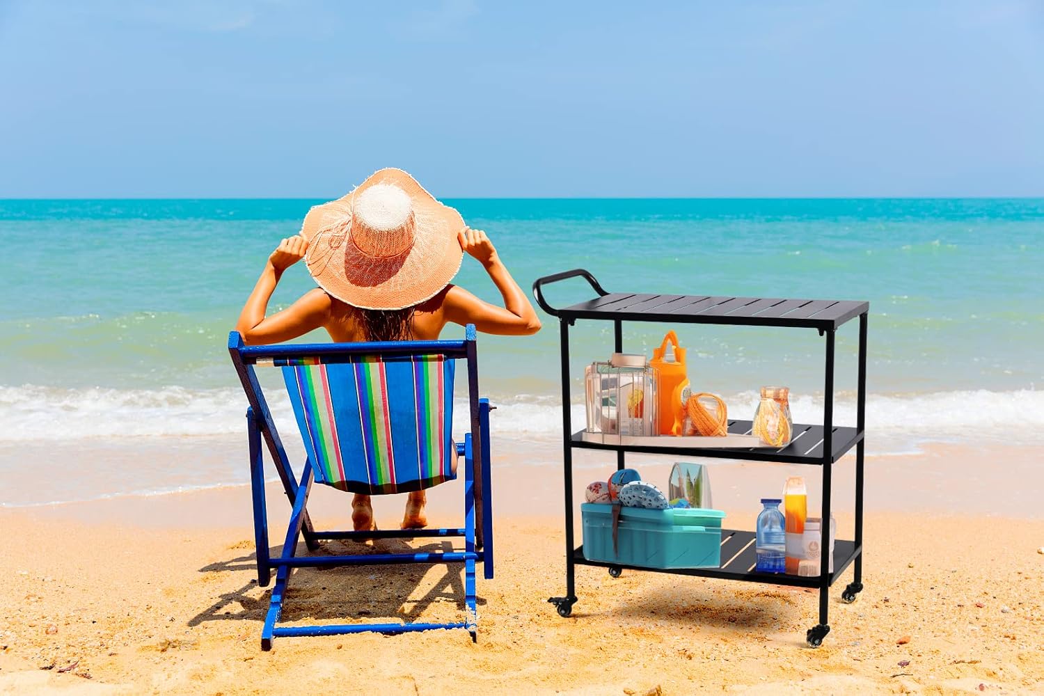 Diwhy Industrial 3 Tier Rolling Utility Storage Cart, Metal bar Cart with Wheels Kitchen Bar Dining Room Tea Wine, Storage Cart Black