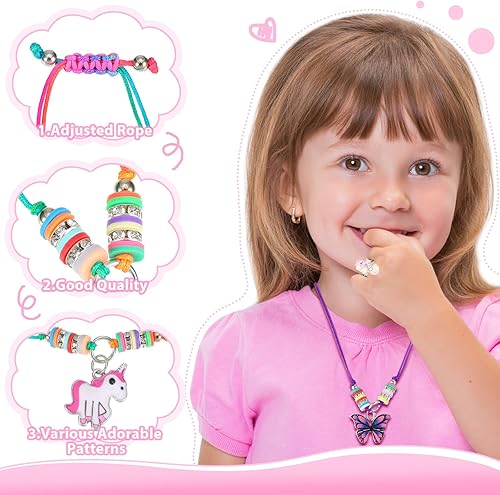 Miniatura 3 de Juego de 48 piezas de joyería para niñas, pulseras ajustables, collares y anillos, juego de disfraces, regalos de fiesta, regalos de cumpleaños para