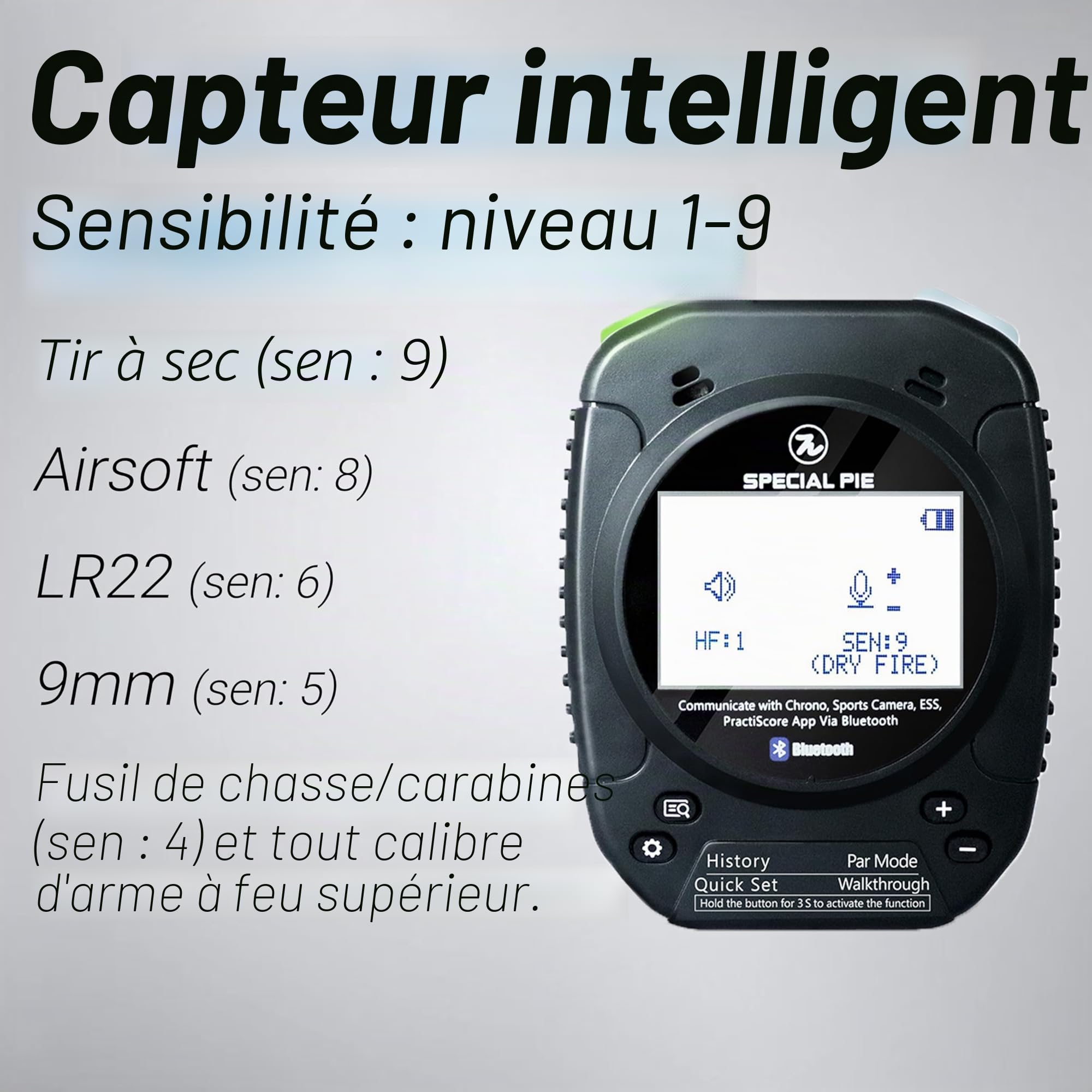 Shot Timer – Idéal pour tireurs et Range Officers dans Les compétitions USPSA, IPSC, IDPA, Cas, PRS et Steel Challenge (Noir)