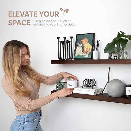 Vista 92 de Homeforia Estantes flotantes de madera de 36 pulgadas, estante flotante grande de madera natural maciza de alta gama de 36 pulgadas, estantes