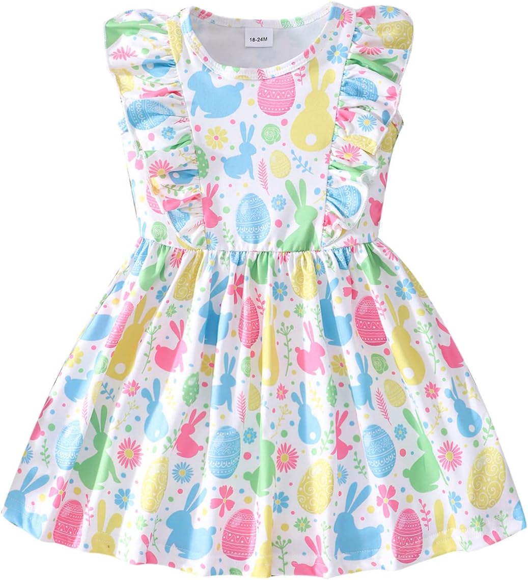 Little Girls A-line Dress Cute Leopard Mermaid Pattern Ruffle Sundress Toddler Girl Casual Dresses for Party 2-7Y