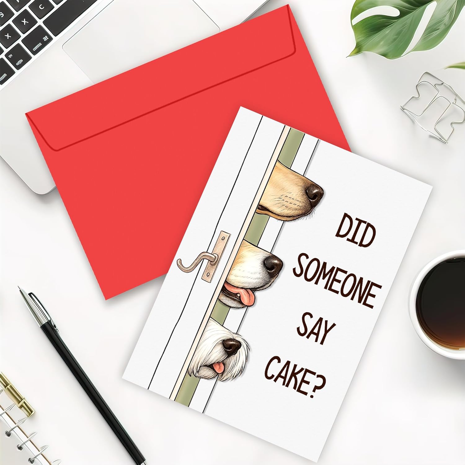 Funny Dog Birthday Cake Card, Cute Birthday Card from Dogs, Humor Dog Peeking Through Card - 5 x 7 Inches - Image 5