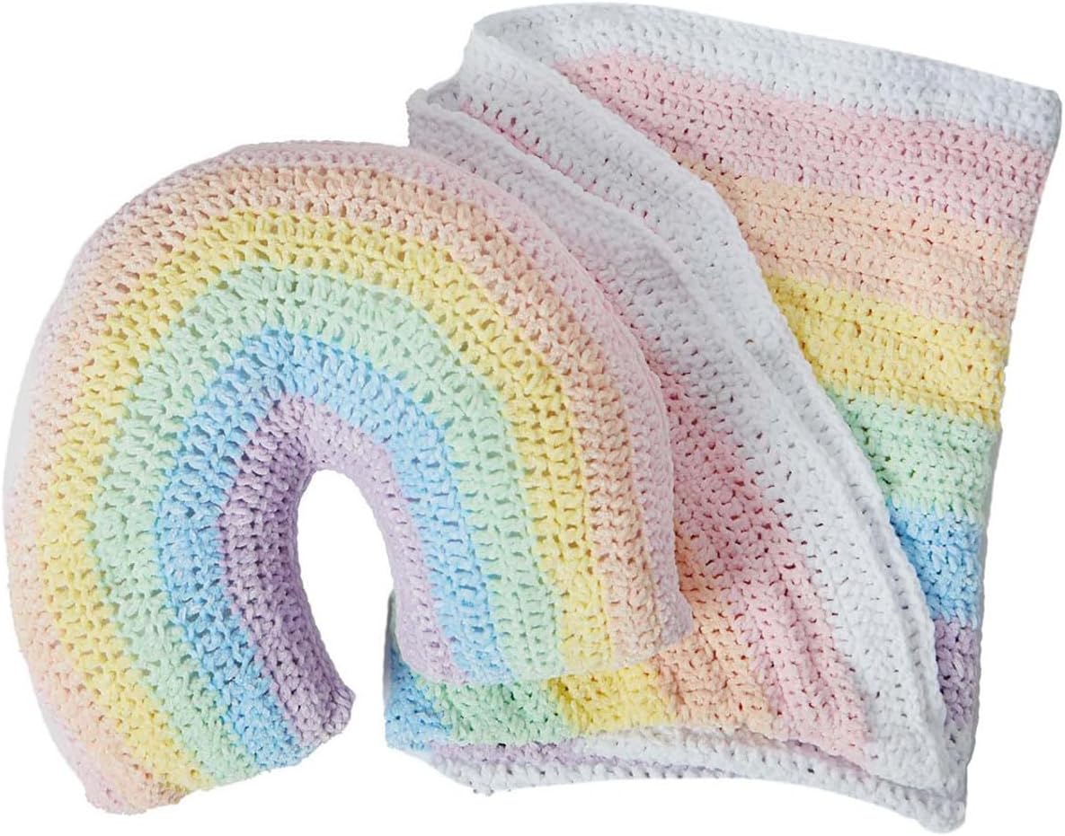 Herrschners Velvet Rainbow Blanket & Pillow Crochet Kit