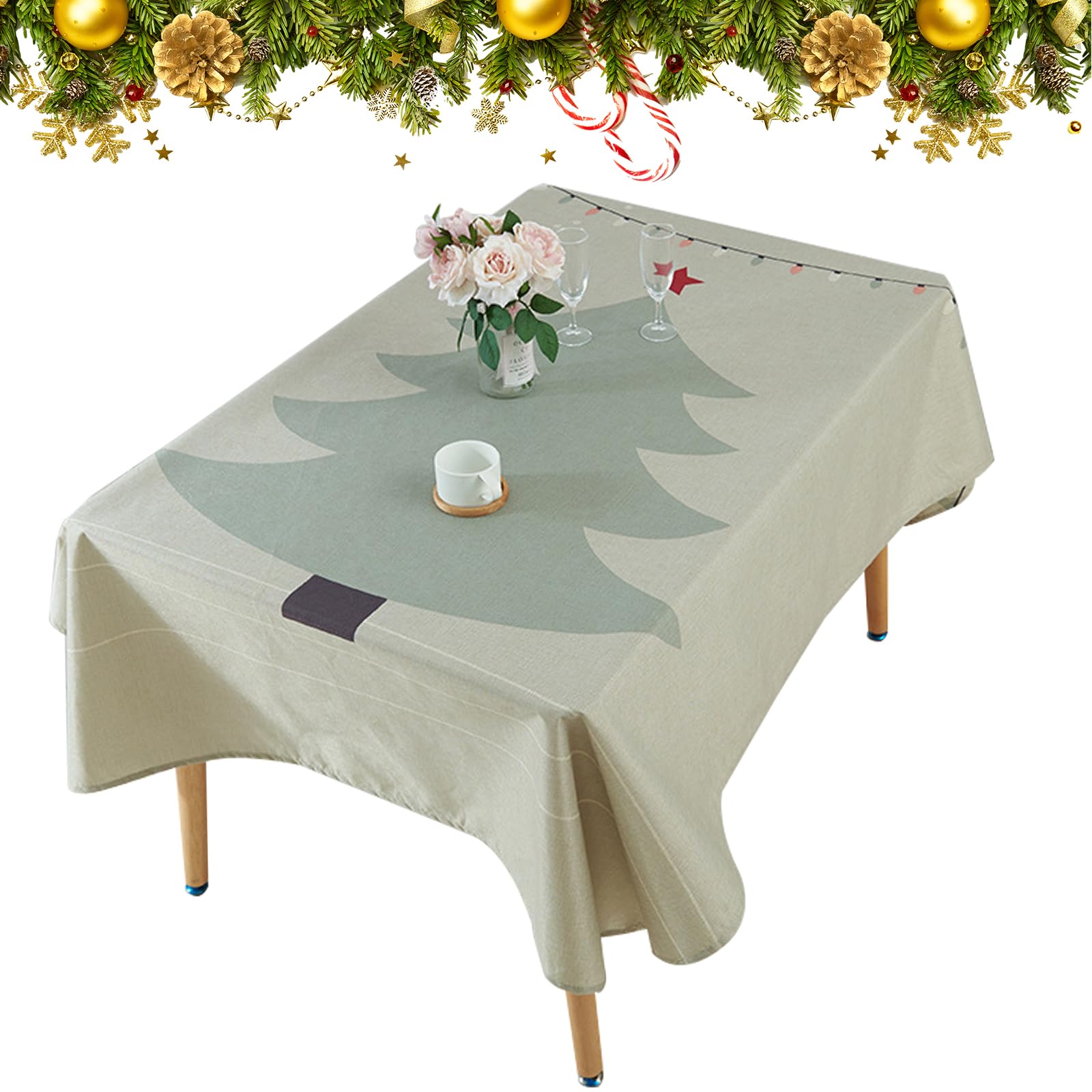 LUVDECO Mantel Navidad Decoración Árbol de Navidad Mantel Verde Mesa Verde Rectangular Caminos de Mesa Arbol Navidad DecoraciónVacaciones Invierno para Mesa Cena Regalo Habitación Fiesta