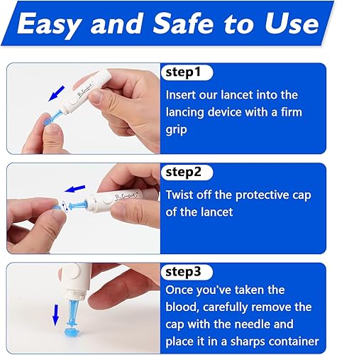 Miniatura 7 de Lancetas con tapa giratoria para dispositivos de punción, 110 unidades, lancetas de calibre 30 para prueba de azúcar en la sangre, lancetas