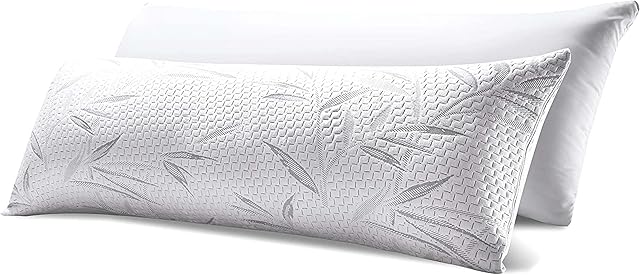 WhatsBedding Body Pillow for Adults - Removable Zippered Cover Breathable Bed Body Pillow Long Pillow for Side Sleeper - 1 Pillow Insert+1 Pillow Cover - Grey 20x54 inch