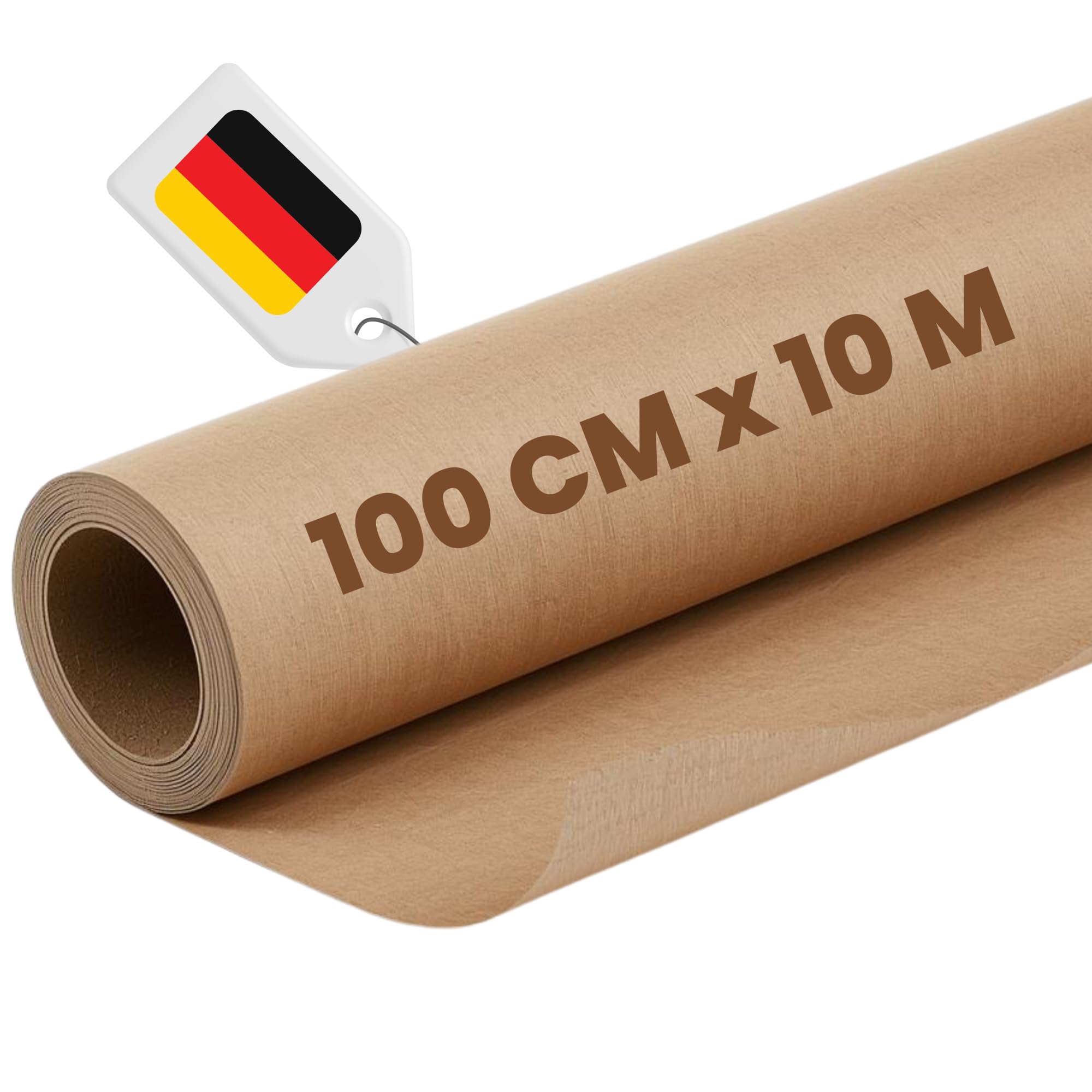 Packpapier Rolle 100cm x 10m - 100% Recycling Verpackungspapier, nachhaltige Kraftpapier Rolle ohne Hülse. Einpackpapier perfekt für Umzug, als Geschenkpapier, Blumenpapier oder für DIY-Projekte.