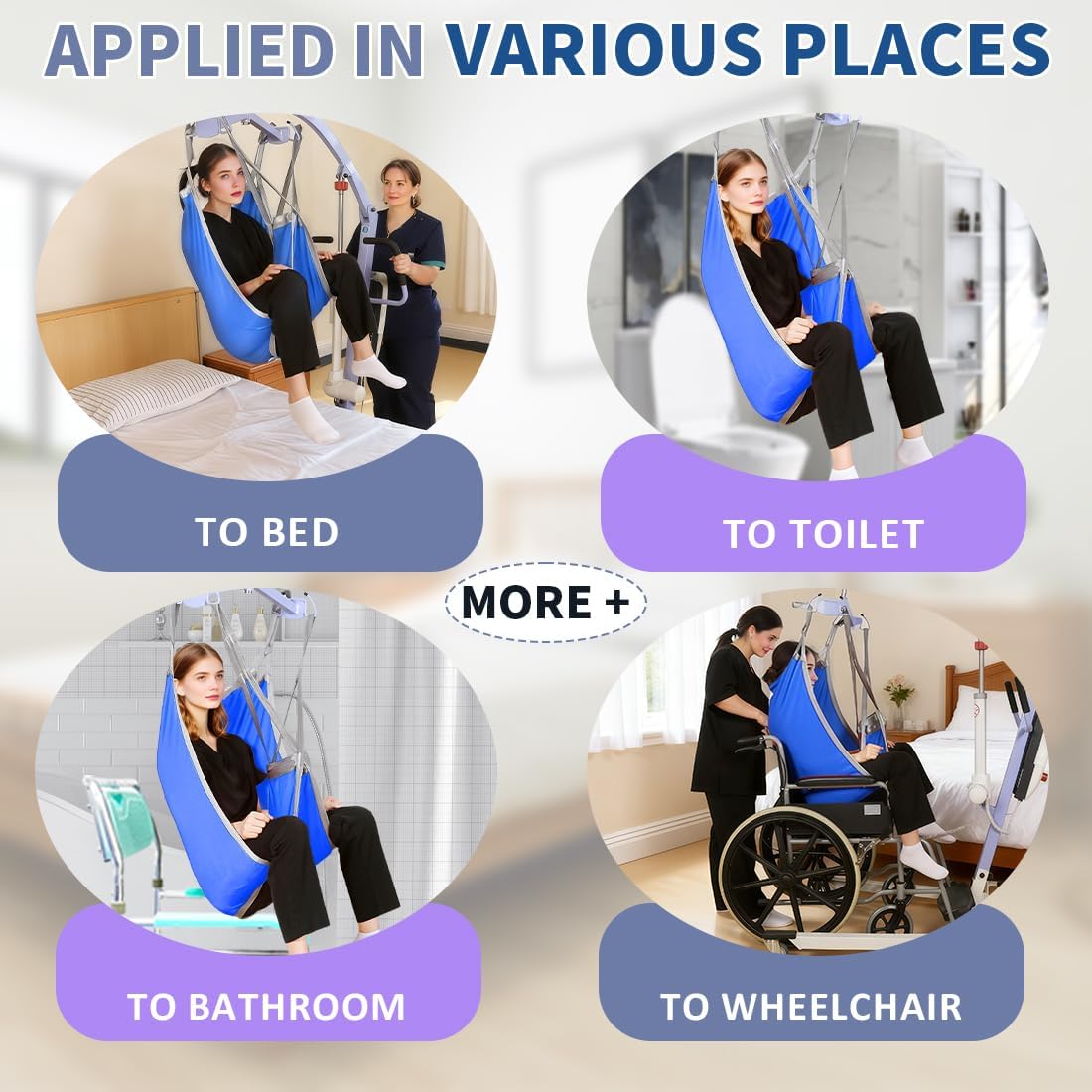 EZ Assistive Patient Lift Divided Leg Sling with Lower Back, Patient Lift Sling for Transfer and Positioning and Lifting, 500lb Weight Capacity (Blue, Large-Pack of 1 pc)