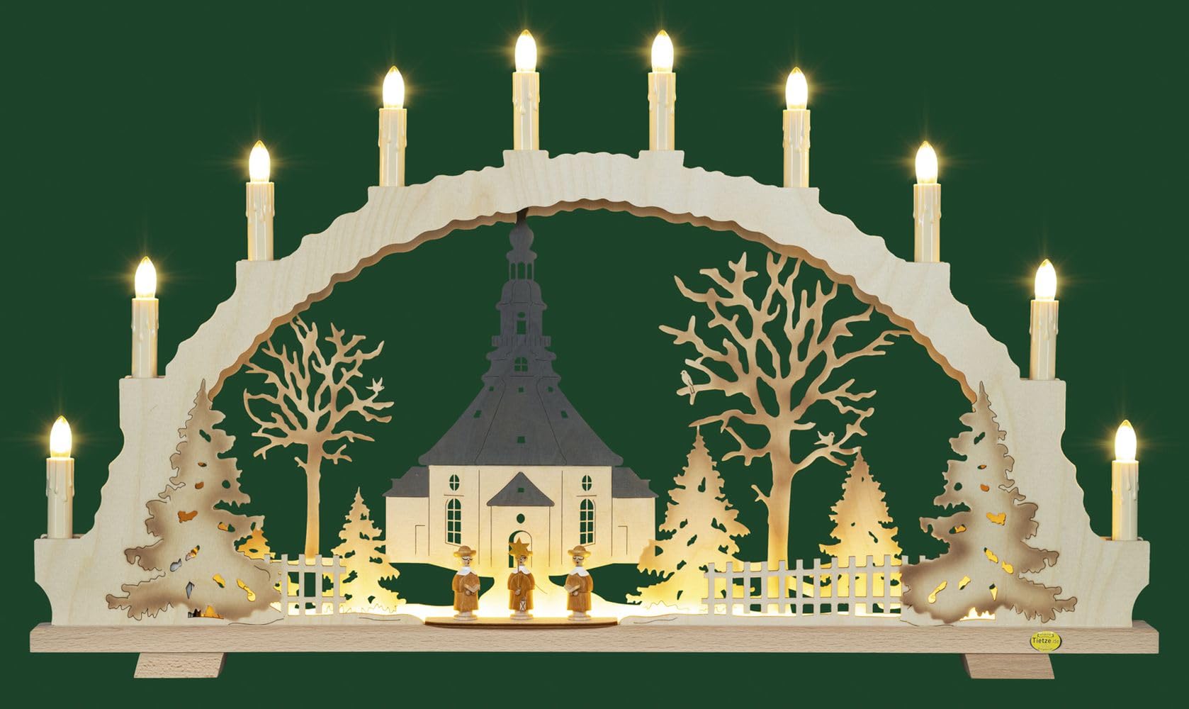 Chandelier LED Seiffener Kirche Rudolphs Schatzkiste en bois de qualité