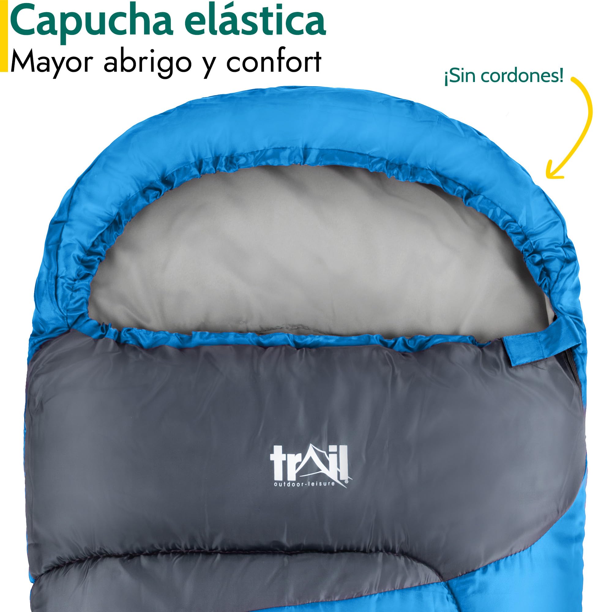 Trail Saco de Dormir Niños Overnight Adventure Estilo Momia – Saco de Dormir Ligero para 3 Estaciones 300gsm – Saco de Dormir Niño o Niña con Bolsa Mochila