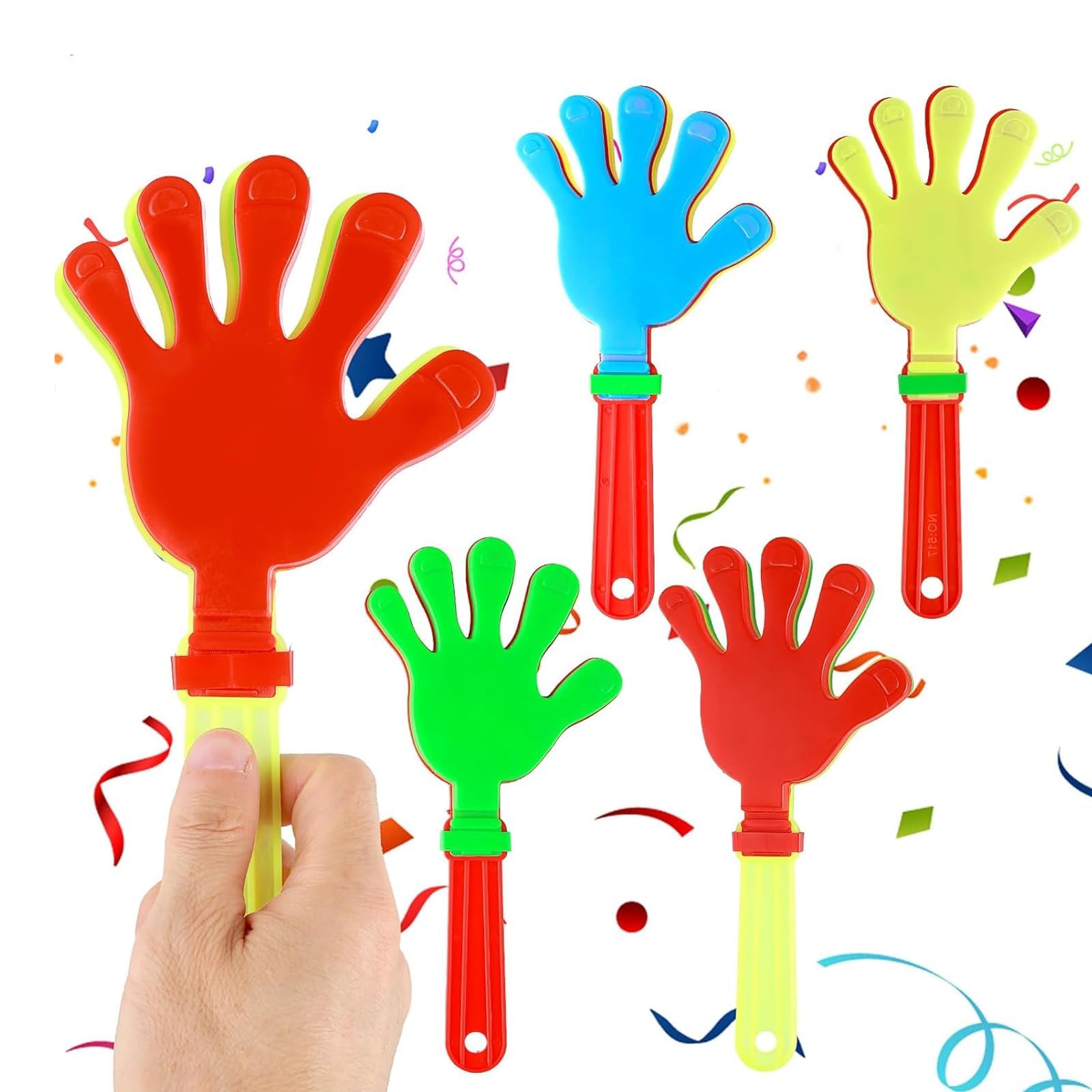 4 Pack Hand Clappers Large Hand Clappers Noisemakers Cheer Noise Makers Finger Noise Makers for Sporting Events Basketball Football Game Party Favors (Mixed Colors)