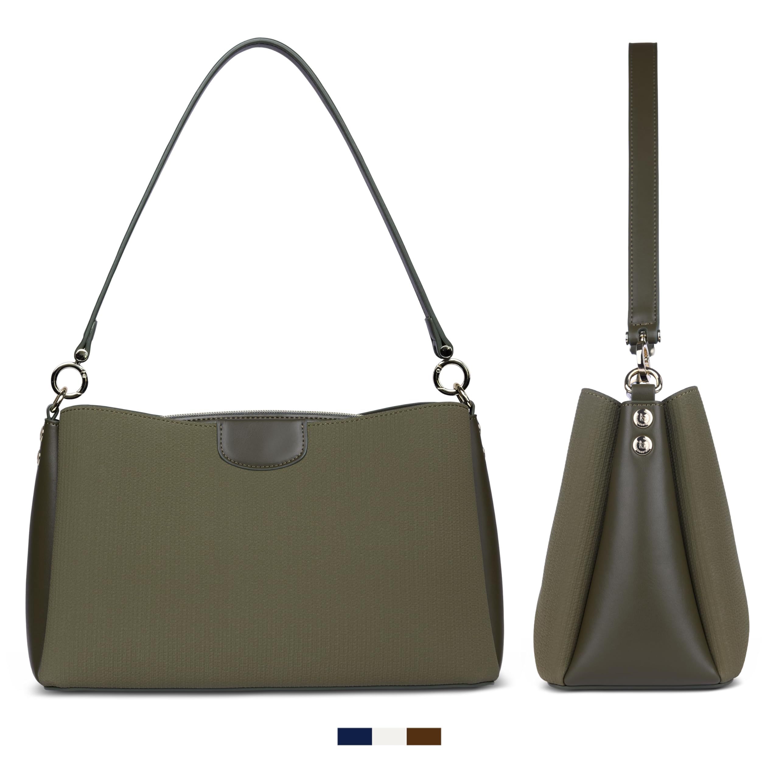 bugatti Leah Schultertasche M, Damen-Tasche aus Kunstleder mit zwei Schulterriemen
