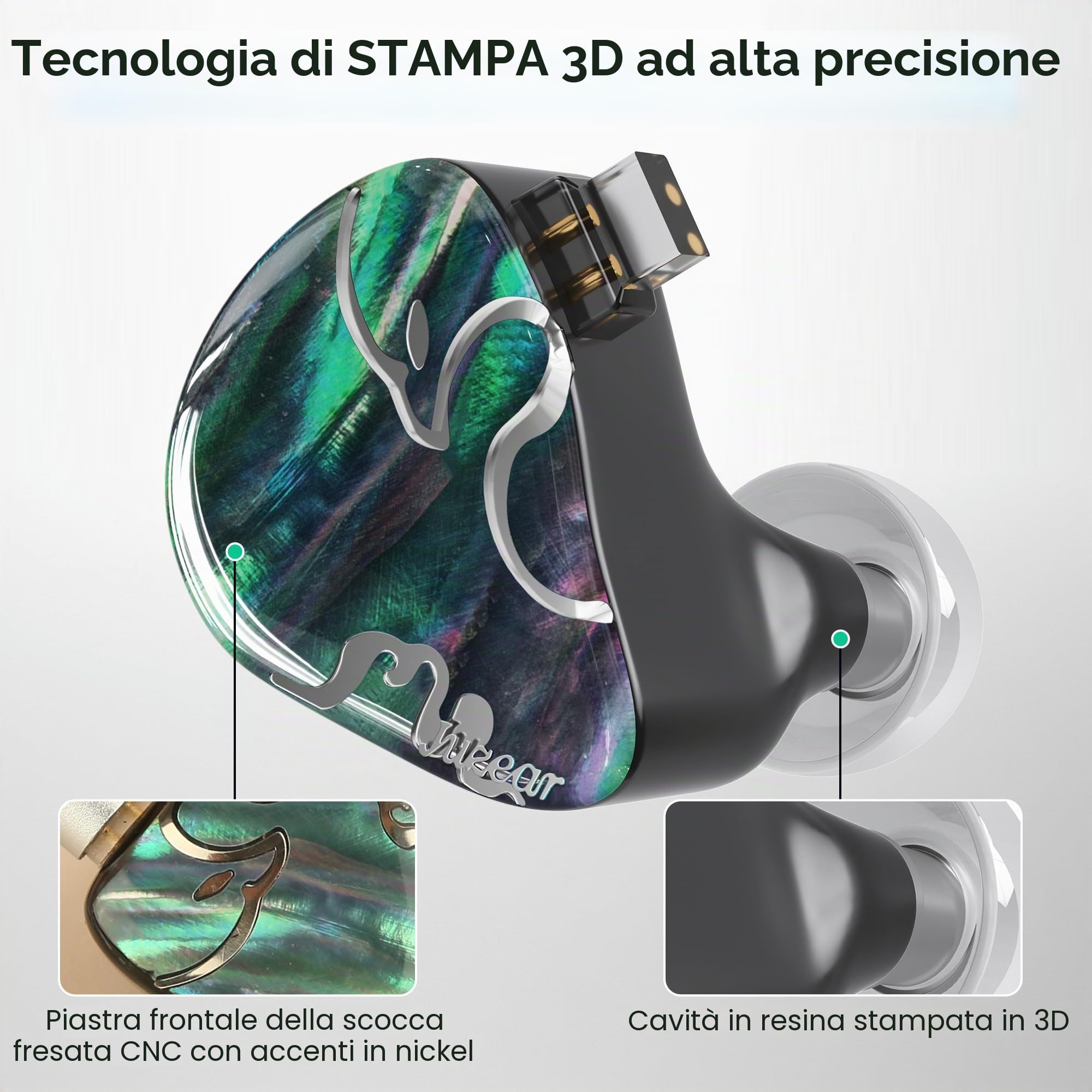 HiFiGo IEMs Juzear x Z Review Defiant in Ear Monitor, driver ibridi 1DD + 3BA IEM, auricolari cablati HiFi, auricolari da gioco con cavo staccabile da 3,5/4,4 mm per musicisti, audiofili gamer