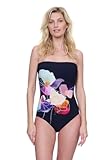 Enchanted Sun Women&apos;s Floral Multi Bandeau One Piece Swimsuit with Soft Cups and Tummy Control Adjustable Straps