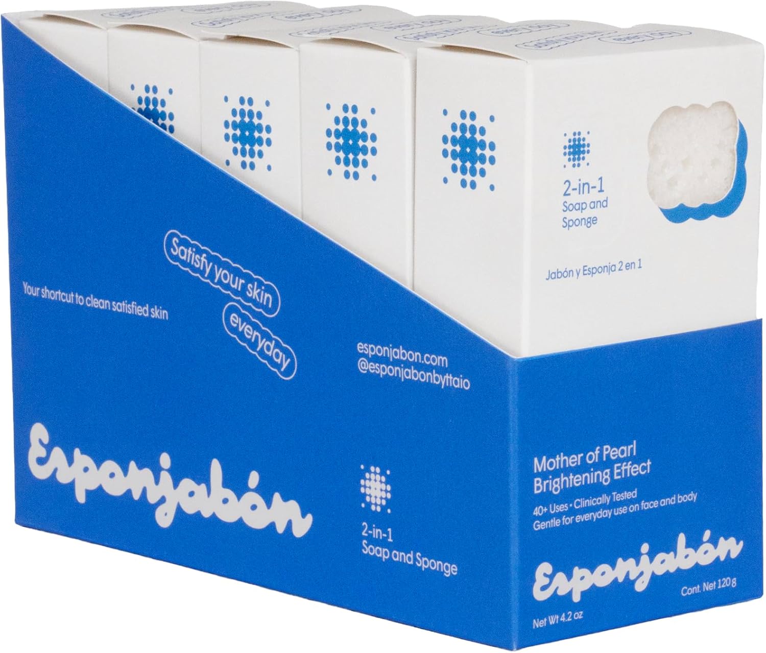 T.Taio Esponjabon Mother of Pearl Soap Sponge - Cleansing Shower Scrubber - Cleaning Bath Wash Scrub - Oil Removal - Massage & Lather Foot, Elbow, & Face - Bathroom Accessories - Fresh Scent (10-pack)