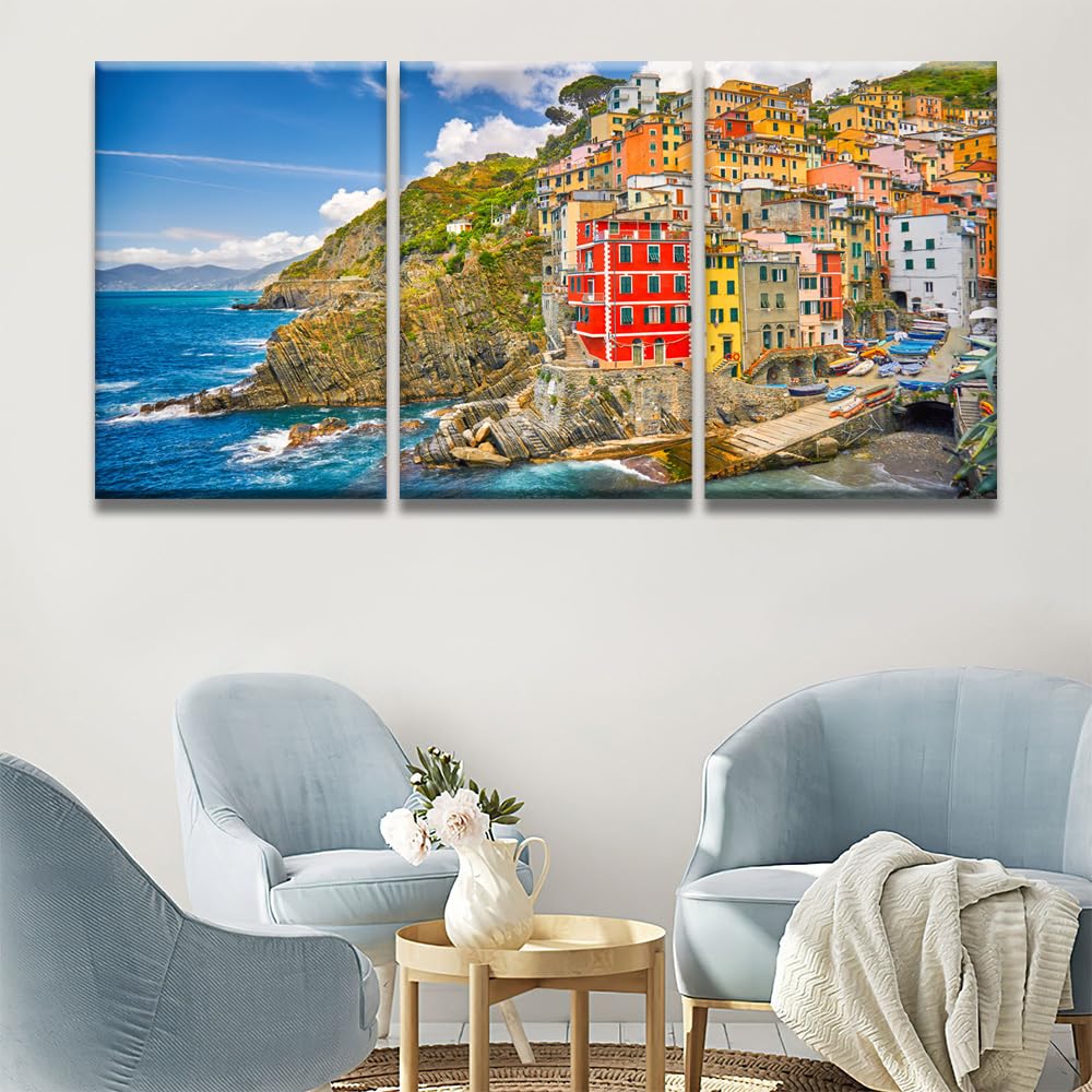 Amazon.com: LSIUHWUWI 3 Panel Canvas Wall Art Italy Cinque Terre