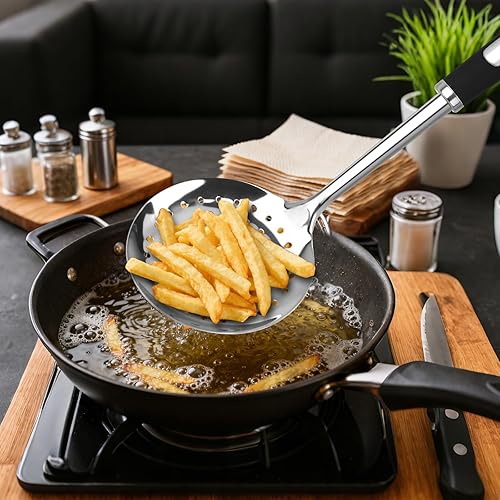 Miniatura 5 de Juego de 11 utensilios de cocina, utensilios de cocina de acero inoxidable, herramientas de cocina que incluyen espátula sólida y ranurada, cuchara