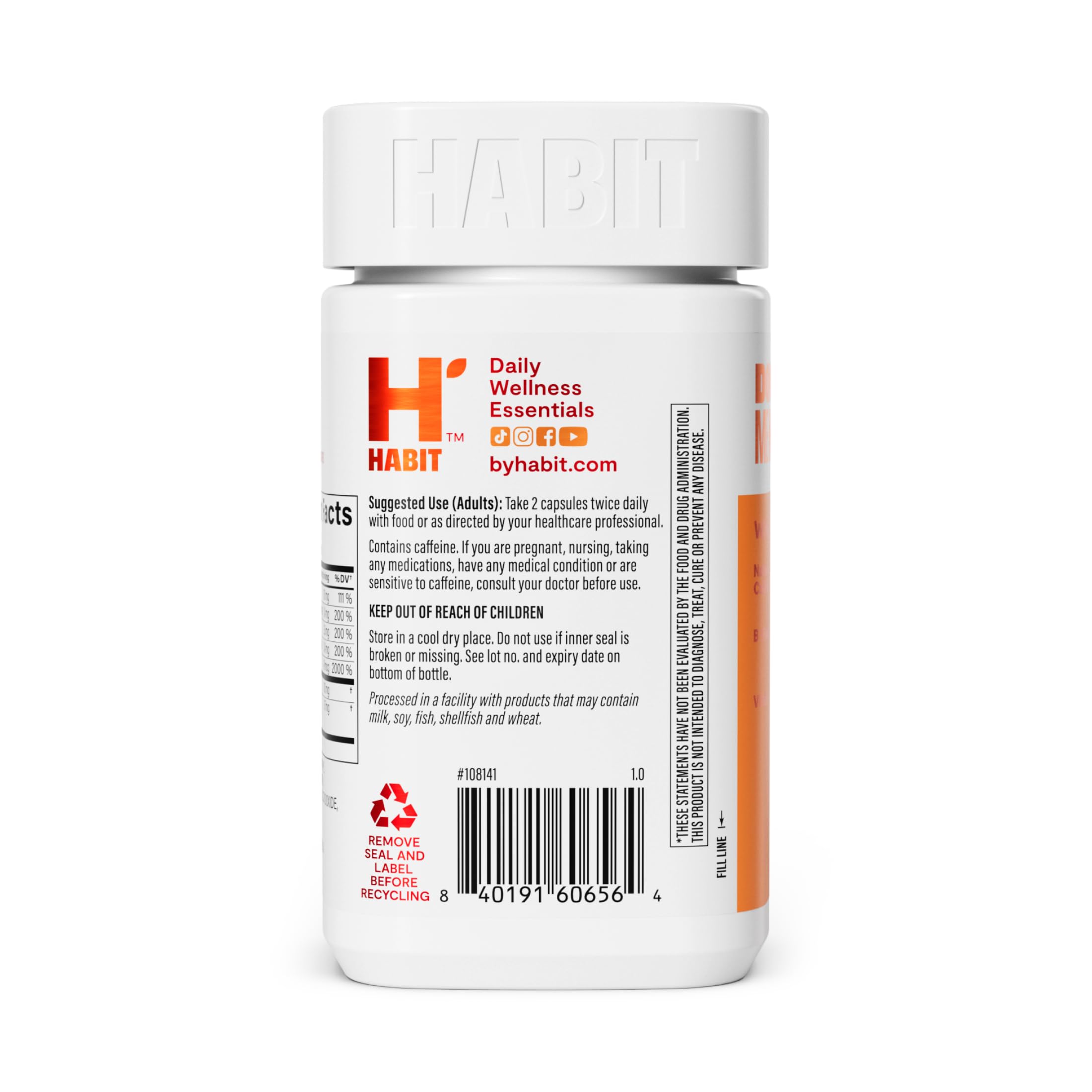 Habit Energy Supplement 2 Pack (120 Capsules) - New Look, Supports Energy, Mental Alertness and Focus, Natural Caffeine, Vitamins B & C, Green Tea Extract, Vegan, Non-GMO — Amazon image 4