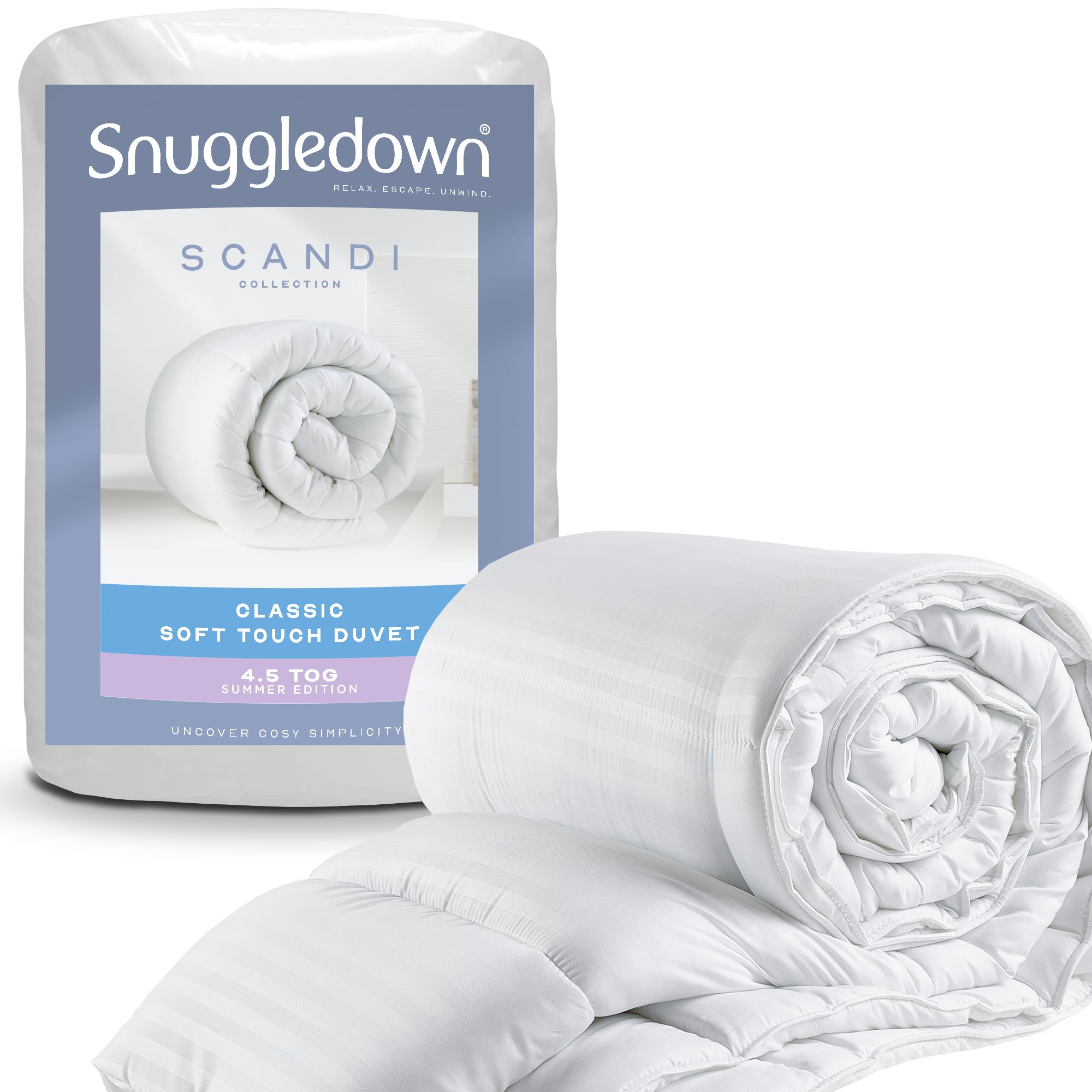 Snuggledown Classic Hollowfibre King Size Duvet - 4.5 Tog Lightweight Cool Summer Quilt for Night Sweats - Soft Touch Cover, Hypoallergenic, Machine Washable, Size (225cm x 220cm)