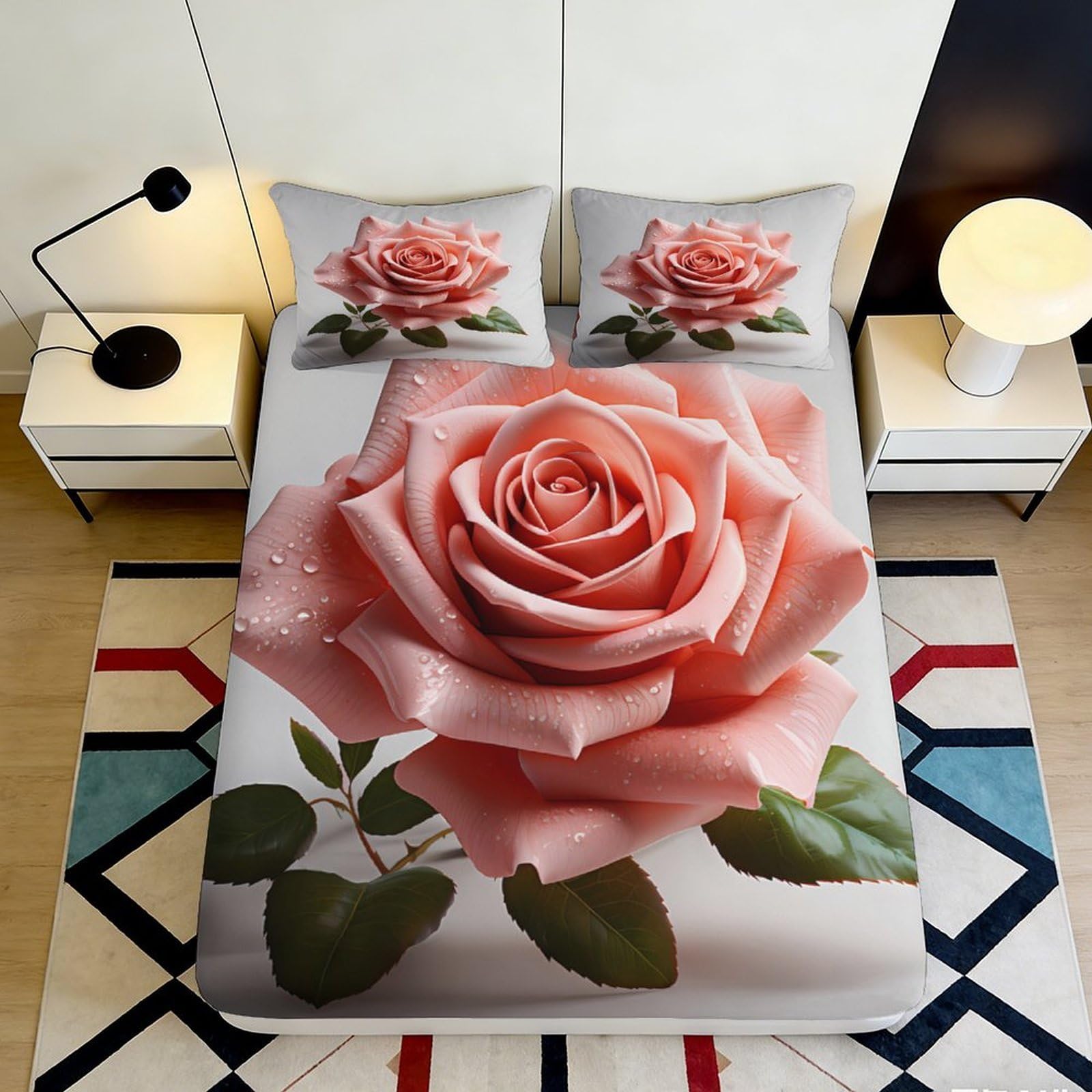 3D Printed Watercolor Fitted Sheet Microfiber Breathable Deep Pocket Bedroom Bedding Marble Mattress Fitted Cover 90x200x25cm