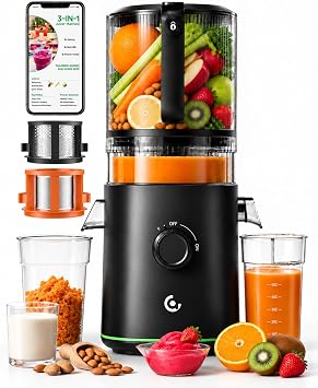 AMZCHEF Juicer Machines, 6.0" Wide Juice Press Fits Whole Fruits, Nut Milk