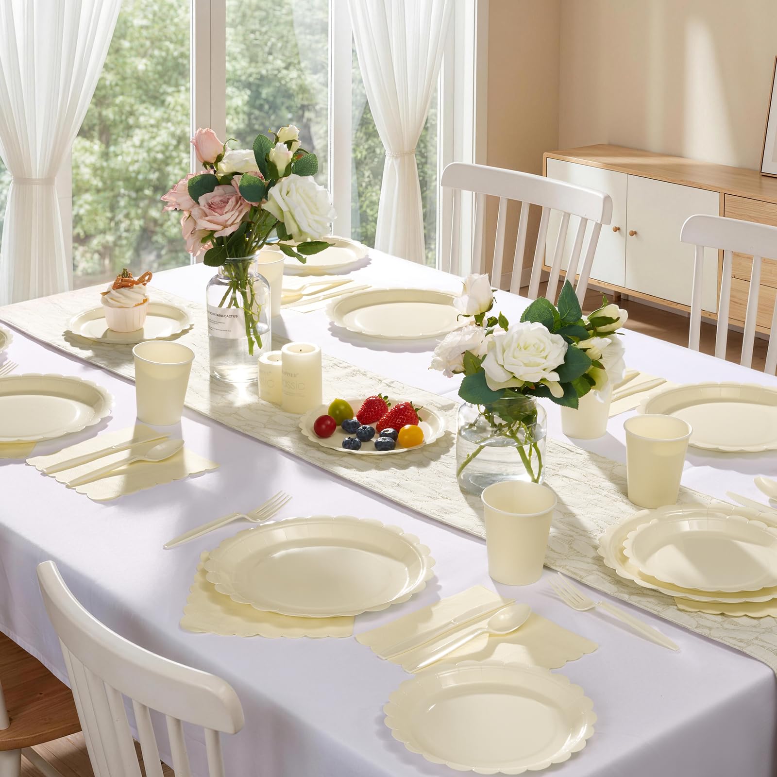 Goodluck Ivory Disposable Plates - 350PCS Party Set -7