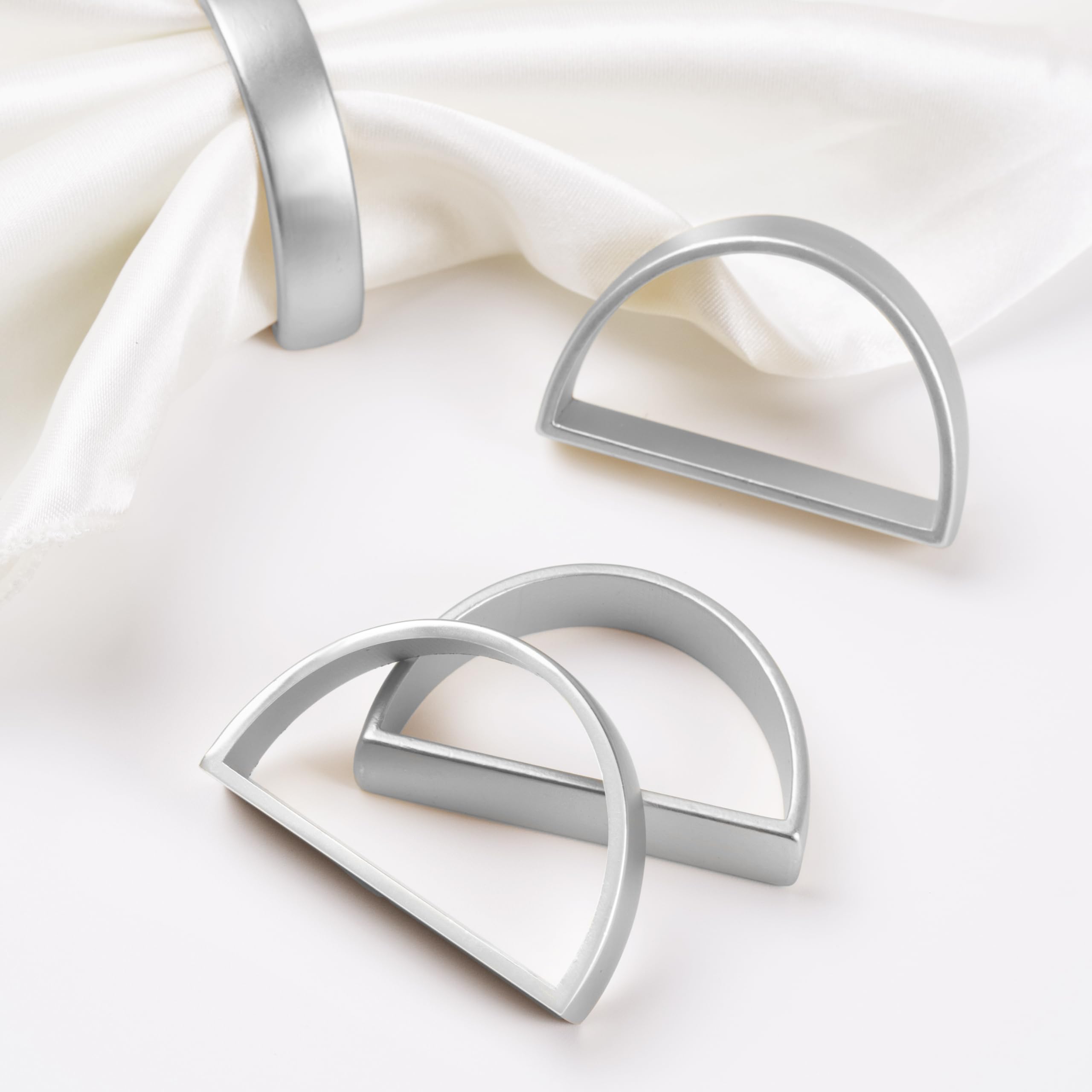 APTWOW Silver Napkin Rings Set of 6, Thanksgiving Christmas Table Decor